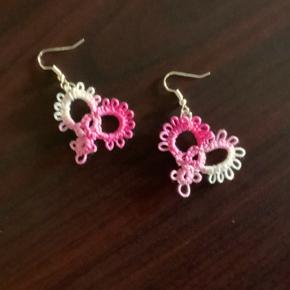 Handmade Tatted Heart Earrings